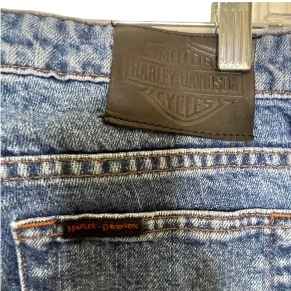 Harley Davidson Womens Relaxed Thigh Boot Cut Jeans Classic Blue Size 10 Missy - Picture 9 of 12